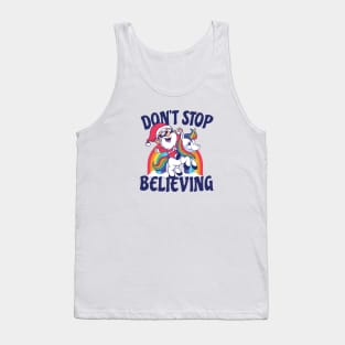 Santa Riding Unicorn | Don't Stop Believing Tank Top